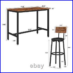 3/5 Piece Bar Table Set Counter Height Dining Kitchen Pub Table With Bar Stools