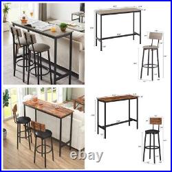 3/5 Piece Bar Table Set Counter Height Dining Kitchen Pub Table with Bar Stools