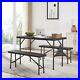 3 Piece 4-Person Dining Table Set with Bench Mesh Pocket Kitchen Table and Chair