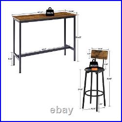 3 Piece Bar Table Set, Dining Table Set & 2 PU Upholstered Stools with Backrest