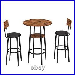3-Piece Bar Table Set, Small 2-Tier Round Bistro Pub Dining Table & PU Stools