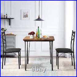 3-Piece Dining Room Kitchen Table and Pu Cushion Chair Sets for Small Space, Sea