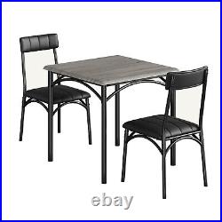 3 Piece Dining Set Wood Square Dining Room Table and 2 Upholstered Chair Kitchen