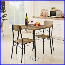 3-Piece Dining Table Set 2 Chair Small Wood Kitchen Breakfast Table Home Dinette