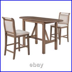 3-Piece Dining Table Set Kitchen & Dining Room Sets With Triangle Support Rod