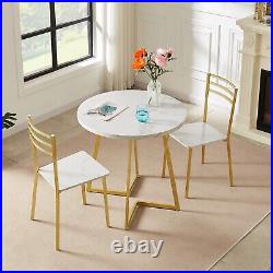 3 Piece Dining Table Set Kitchen Pub Wood Top Round Bar Dinette Table Chairs Set