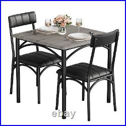 3 Piece Dining Table Set Kitchen Square Table Set with 2 Upholstered Chairs US