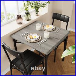 3 Piece Dining Table Set Kitchen Square Table Set with 2 Upholstered Chairs US