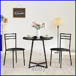3 Piece Dining Table Set Kitchen Wood Top Round Counter Dinette Table Chairs Set
