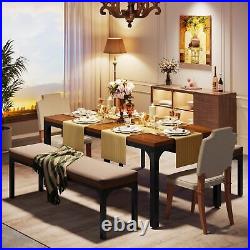 3 Piece Dining Table Set Rectangular Home Kitchen Breakfast Table with 2 Benches