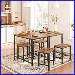 3-Piece Dining Table Set, Space Saving Dinette Rustic Brown + Black Industrial