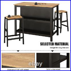 3 Piece Dining Table Set Table and 2 Chairs Kitchen Breakfast Furniture Black US