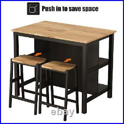 3 Piece Dining Table Set Table and 2 Chairs Kitchen Breakfast Furniture Black US