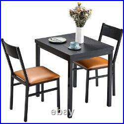 3 Piece Dining Table Set With Foam Cushioned Chairs Espresso & Brown Rectangle
