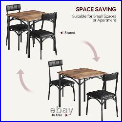 3 Piece Dining Table Set Wood Square Kitchen Table and Upholstered Dining Chairs