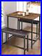 3-Piece Dining Table Set for 4 Kitchen Bench and Upholstered Chairs, Rectangular