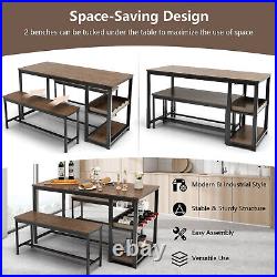 3-Piece Dining Table Set withRectangular Dining Table &2Glass Holders Coffee Black
