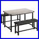 3 Piece Dining Table Set with 2 Upholstered Benches for Dining Room Kitchen