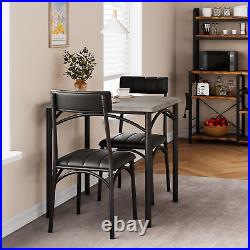 3 Piece Dining Table Set with Chairs Home Kitchen Breakfast Wood Top Dinette Table