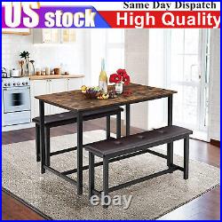 3 Piece Dining Table Set with Upholstered Benche Home Kitchen Breakfast Dinette