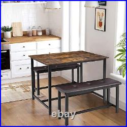 3 Piece Dining Table Set with Upholstered Benche Home Kitchen Breakfast Dinette
