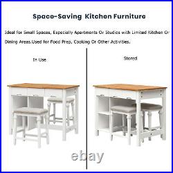 3-Piece Kitchen Island Set with 2 Seatings Dining Table Bar Table Set withStorage