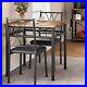 3 Piece Kitchen Table Set Dining Table and Chairs for 2 Metal and Wood Square