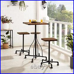 3 Piece Pub Dining Set, Modern Rectangular Bar Table and Stools for 2 Kitchen