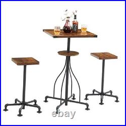 3 Piece Pub Dining Set, Modern Rectangular Bar Table and Stools for 2 Kitchen