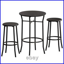 3 Piece Pub Table Set 2 Stools Breakfast Outdoor Round Bar Dining Table Set