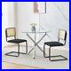 3-Piece Round Dining Table Set for 2 Glass Table & 2 Rattan Chairs Dining Room