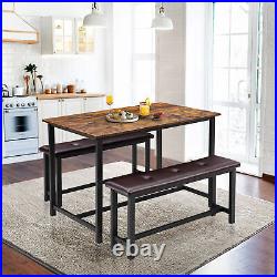 3-piece Rectangular Dining Table 44.4''×27.5'' and Two Padded Benches 38.5'