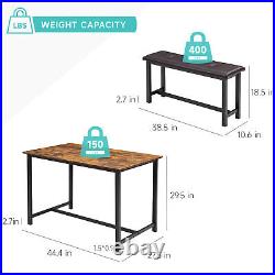 3-piece Rectangular Dining Table 44.4''×27.5'' and Two Padded Benches 38.5'
