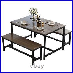45 3 Piece Dining Table Set for 4 Home Kitchen Breakfast Dinette with 2 Benches