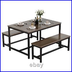 45 3 Piece Dining Table Set for 4 Home Kitchen Breakfast Dinette with 2 Benches