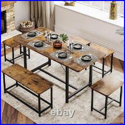47-63 6 Piece Dining Table Set for 6 Kitchen Breakfast Dinette withBench &Chairs