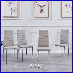 47 Black Tempered Glass Dining Table&4pcs Gray Faux Leather Dining Chairs Set
