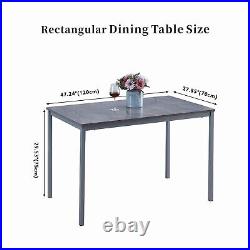 47 Gray Marble MDF Top Dining Table & 4pcs Gray Faux Leather Dining Chairs Set