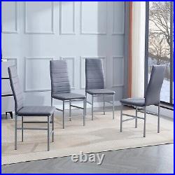 47 Gray Marble MDF Top Dining Table & 4pcs Gray Faux Leather Dining Chairs Set