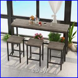 4-Piece Counter Height Dining Table Set with 3 Stools Pub Kitchen Set