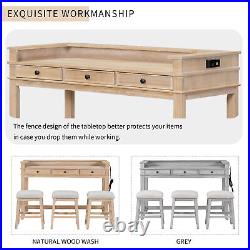4 Piece Dining Bar Table Set With 3 Upholstered Stools Multi-functional Dining