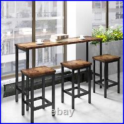 4-Piece Dining Table Set Counter Height Table with 3 Barstools for Pub Kitchen