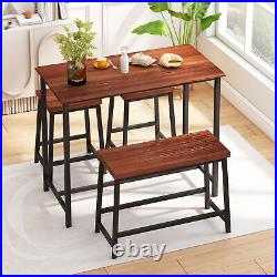 4-Piece Dining Table Set Home Kitchen Table and Chairs Industrial Wooden Dining
