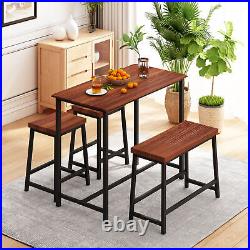 4-Piece Dining Table Set Home Kitchen and Chairs Industrial Wooden with Metal