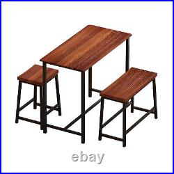 4-Piece Dining Table Set Home Kitchen and Chairs Industrial Wooden with Metal