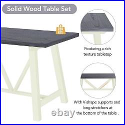 4-Piece Dining Table Set Solid Wood Kitchen Table Set with a Bench and 2 Chairs