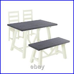 4-Piece Dining Table Set Solid Wood Kitchen Table Set with a Bench and 2 Chairs