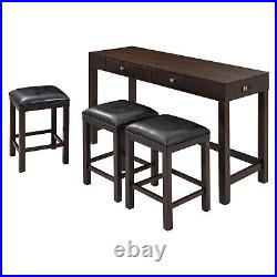 4 Piece Dining Table Set Table and 3 Chairs Home Kitchen Breakfast Furniture US