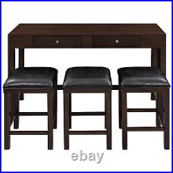 4 Piece Dining Table Set Table and 3 Chairs Home Kitchen Breakfast Furniture US
