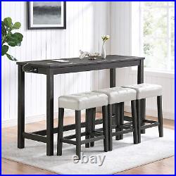 4 Piece Dining Table Set Wood Kitchen Breakfast Furniture with 3 Chairs US
